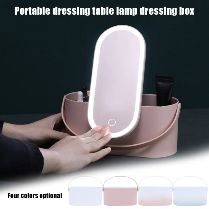 Portable Makeup Case Cosmetic Organizer Storage Box with Led Lighted Mirror for Travel MJJ88