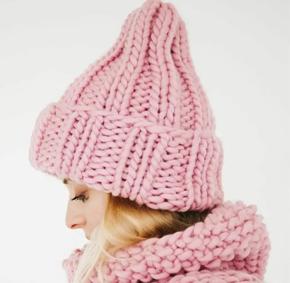 Осенне-зимняя женская шапка Skullies Beanies однотонная вязаная теплая Модная модная шапка