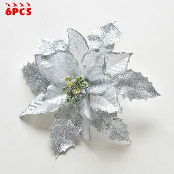 

Large Christmas Tree Decorations Poinsettia Glitter White On Christmas Tree