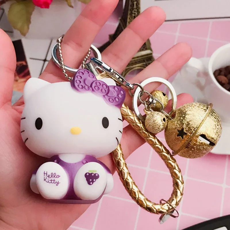 Style19 Стильная футболка с изображением персонажей видеоигр рисунок «Hello Kitty» кукла-брелок для ключей женские ювелирные изделия колокольчика кожаный брелок из веревок для девочек сумка Подвеска автомобиль брелок на подарок - Цвет: Style19