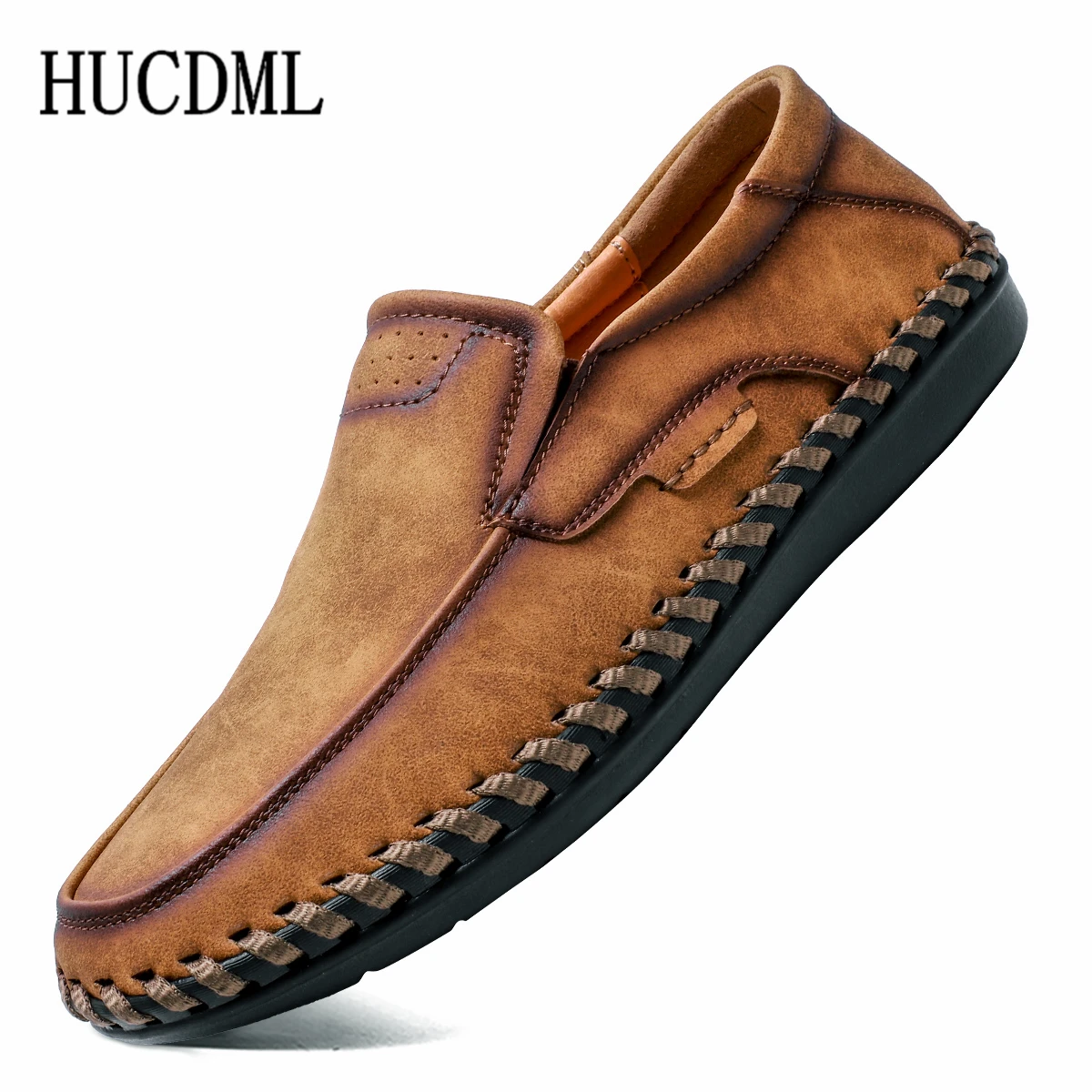 HUCDML/мужские лоферы из натуральной кожи Однотонная черная хаки коричневая
