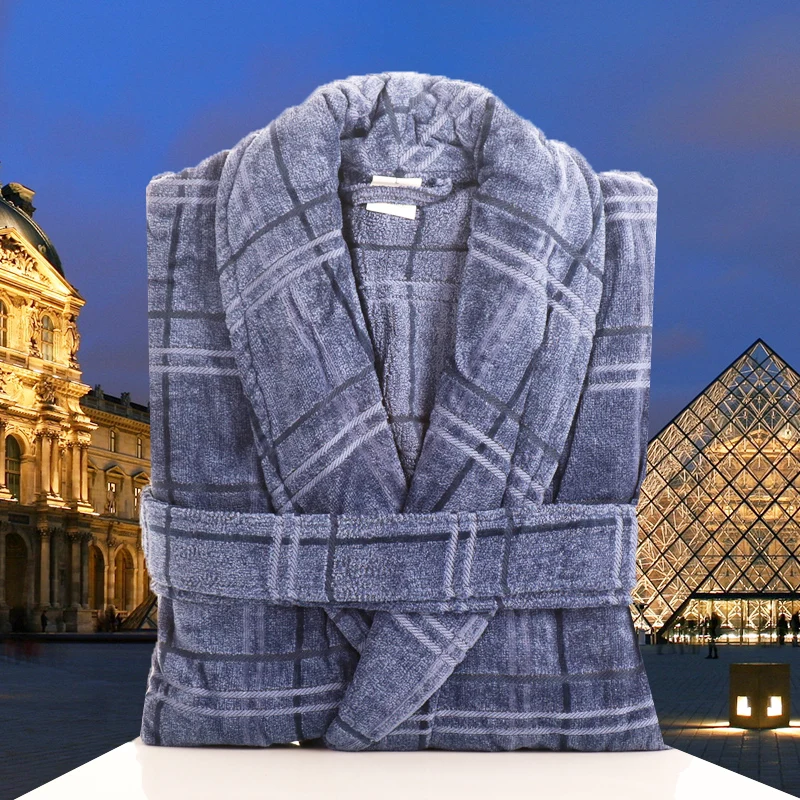 Albornoz de algodón de manga larga para hombre, albornoz de lana de ...