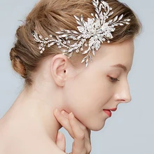 Свадебный Выпускной Серебряный лист головной убор со стразами головной убор Свадебные аксессуары для волос головная повязка для женщин и девушек