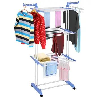 

High Quality 3 Tier Laundry Cloth Storage Drying Rack Portable Folding Hanger US Warehouse Drop Shipping Available