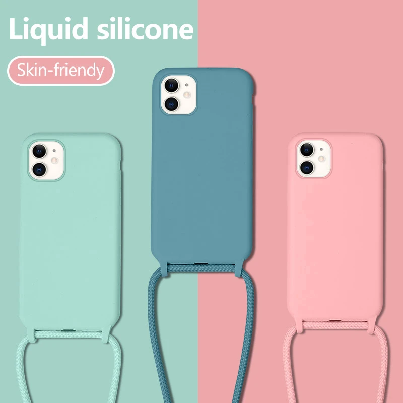 Iphone用ストラップ付きシリコンケース 互換性のあるモデル6 7 8 13 12 11 Pro Se Xs Max Xr X 超薄型 高級 Phone Case Covers Aliexpress