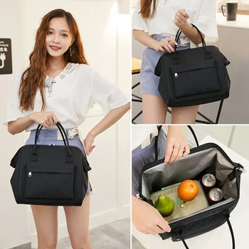

Delivery Oxford Cloth Tote Zipper Stylish Handle Insulated Pouch Picnic Large Multifunction Wear Resistant Lunch Bag Carry