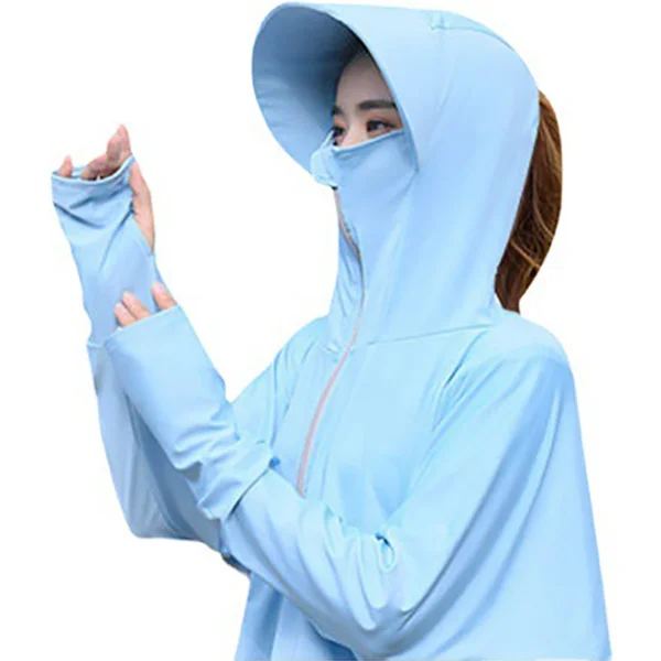 Summer sun protection clothing outdoor riding with hat thin long-sleeved coat