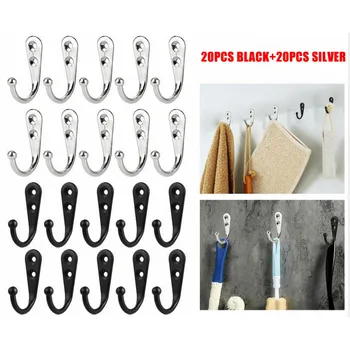 

40Pcs Door Wall Mounted Hook Single Robe Coat Holder Key Hanger With Screws For Hanging Towels Kitchen Gadgets Keys
