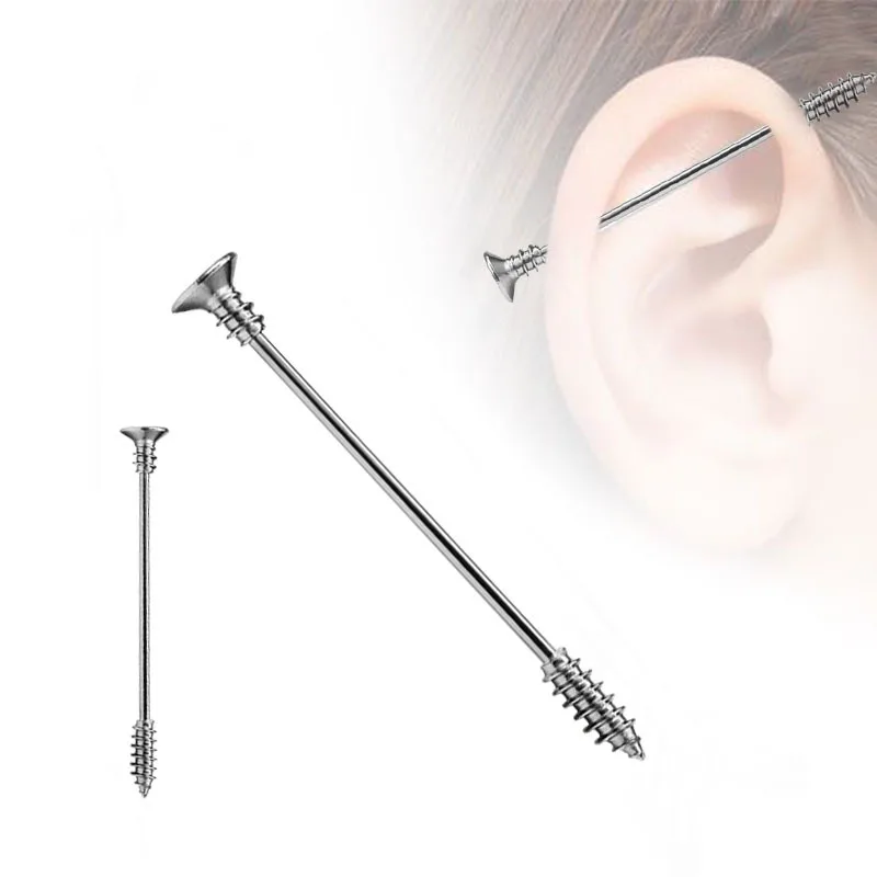 1pc Steel Industrial Earring Piercing Industrial Barbells Bar