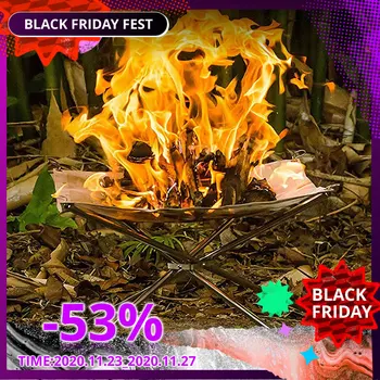 

Outdoor Fire Burn Pit Stand Portable Solid Fuel Rack Folding Stove Fire Frame Fast Heating Wood Charcoal Stove Camping Tool
