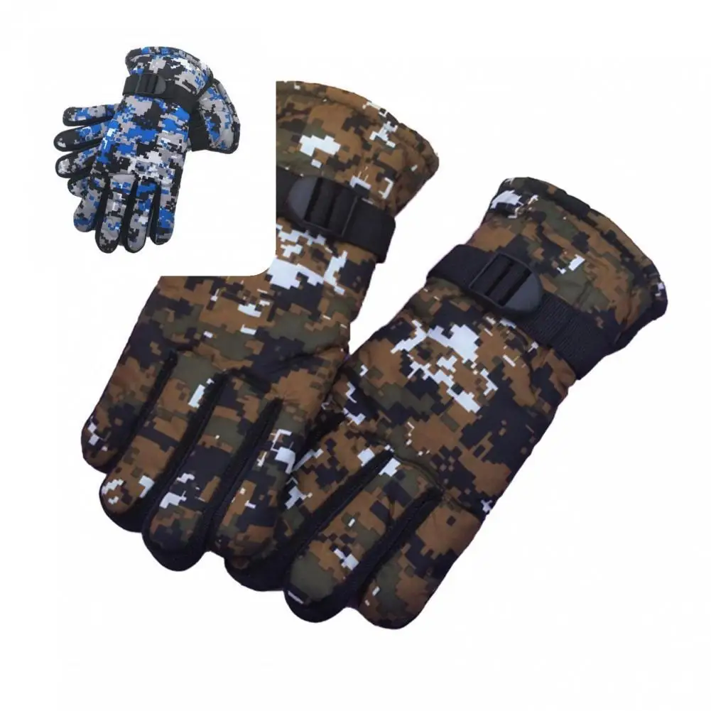 

Skiing Gloves Comfortable Winter Gloves Fleeced With Buckle Useful Full Finger Cover Winter Gloves