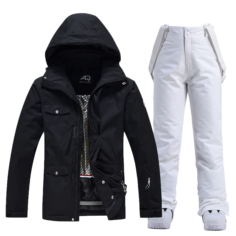 -30 Pure Color Women's Snow Suit Wear Snowboard Clothing Sets 10k Waterproof Windproof Winter Costume Ski Jacket + Pant Girl's ski jacket women ski pants