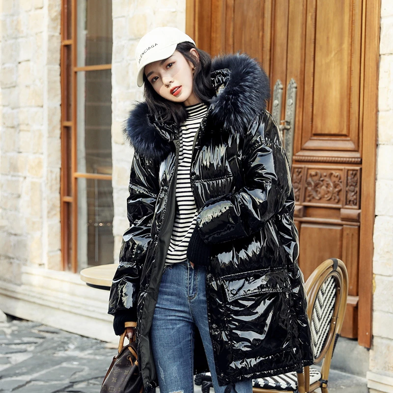 2019 Parka de Invierno para mujer abrigo impermeable chaqueta de piel Real gran tamaño suelta invierno cálido Parka gruesa mujer negro chaqueta|Abrigos de - AliExpress