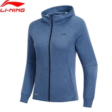 Клиренс) Li-Ning Женская тренировочная серия с капюшоном, зимняя теплая, облегающая, 85% хлопок, подкладка, спортивный свитер, пальто AWDN814 WWW1005