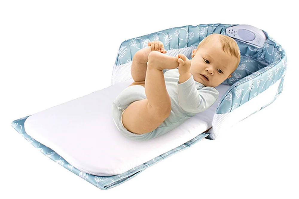 

Infant Multi-function Portable Dandelion Separated Bed With Light Music Help BB Sleep Travel Bag Baby Cot support the battery
