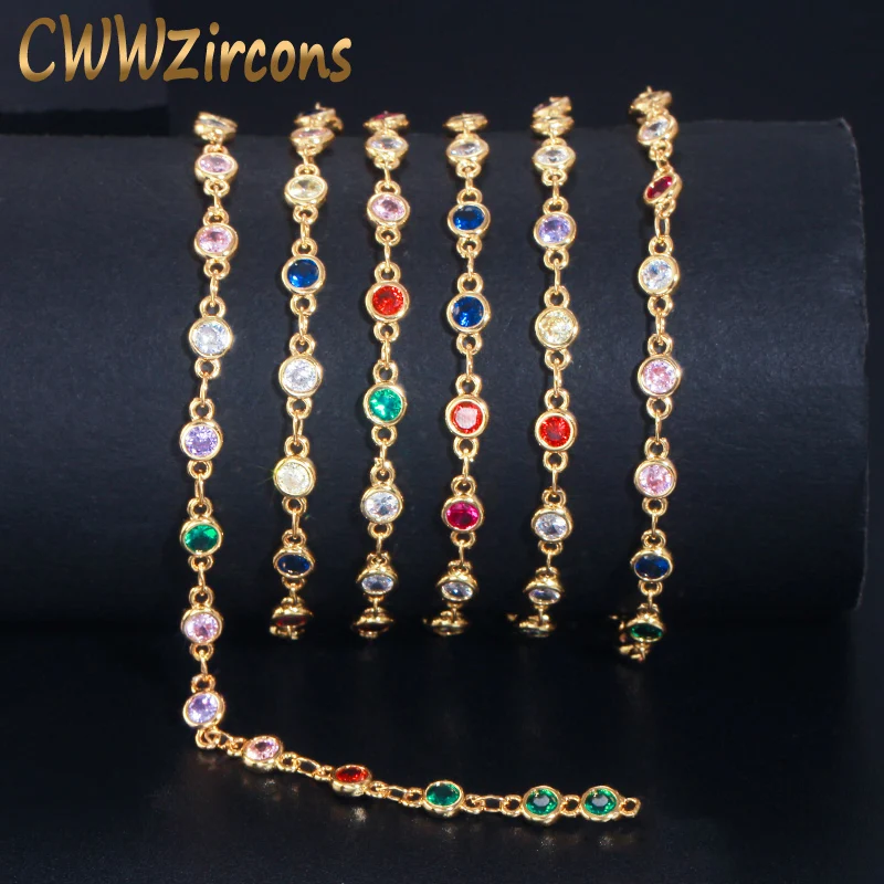 CWWZircons 50cm Multi Color Round CZ Crystal Beads DIY Chain Necklace Bracelet Jewelry Making Accessories Handmade Finding D007 | Украшения