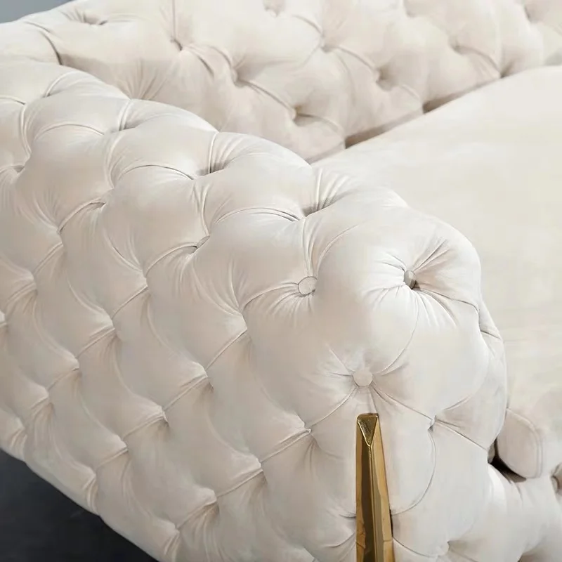 Tufted Velvet Chesterfield Couch Living Room Sheila Sofa Set  (4)-1