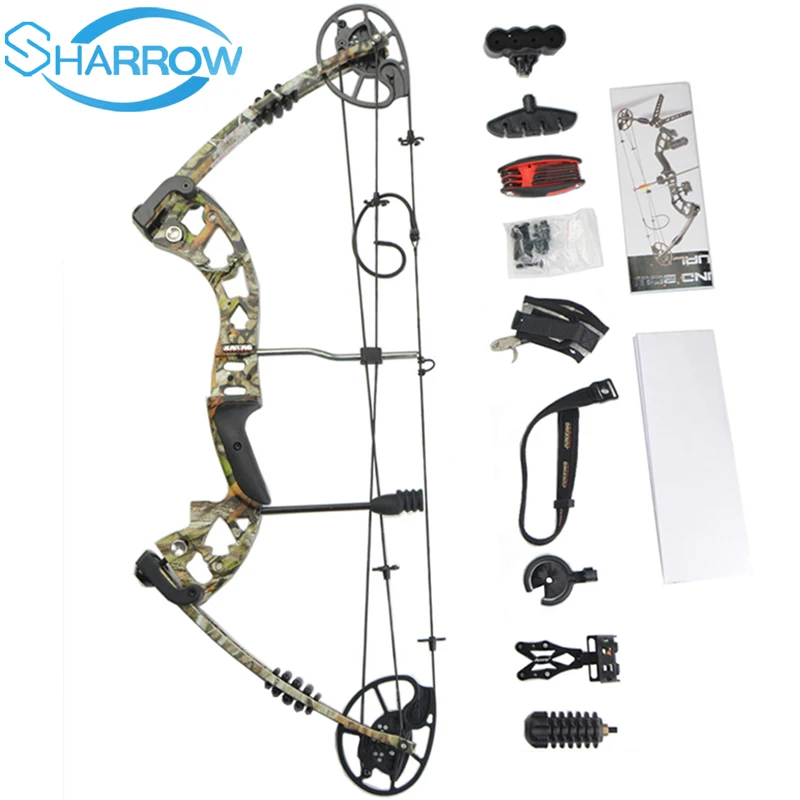 1Set Archery Compound Bow Camo Aluminum Alloy Hunting Compound Bow With 30-70lbs Adjustable Draw Weight for Powerful Shooting