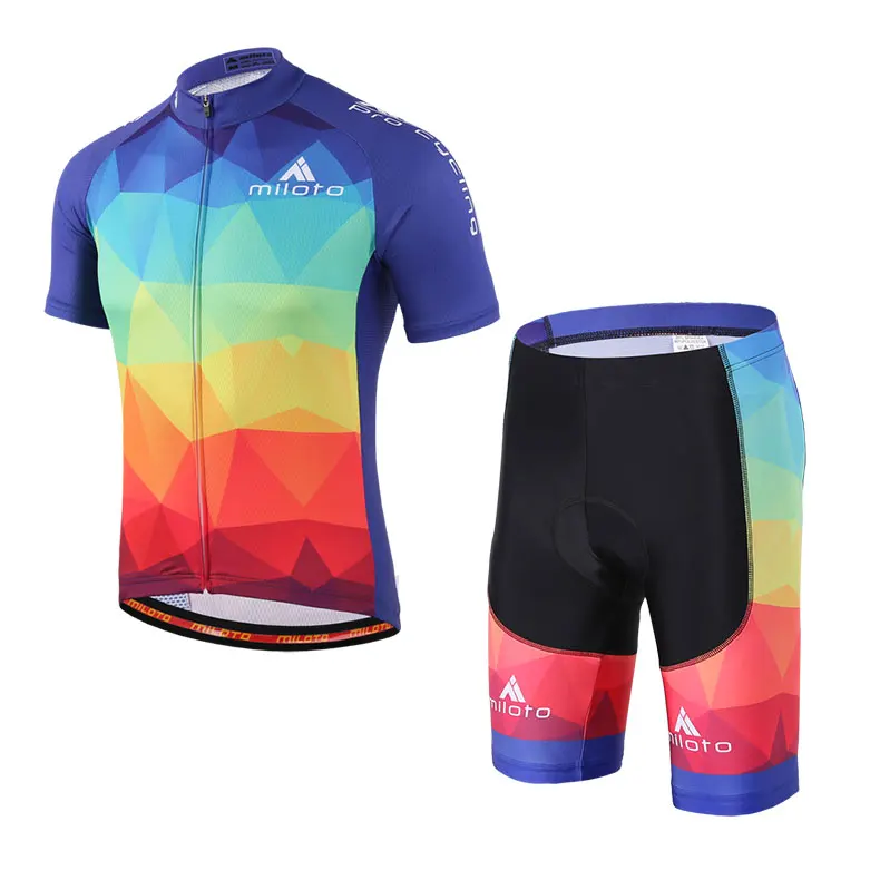 MILOTO, новинка, мужская летняя футболка с коротким рукавом для езды на велосипеде, для езды на велосипеде, MTB, велосипедная рубашка, для занятий спортом на открытом воздухе, Ropa ciclismo, одежда - Цвет: Short sleeve Set 1