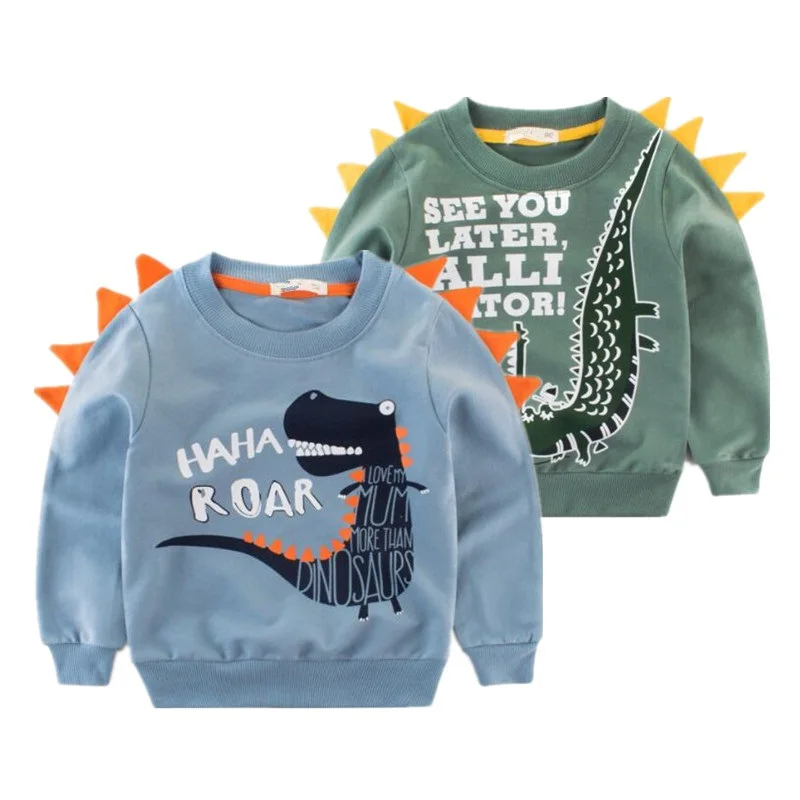 

2020 Spring Children's Clothing Printed Cartoon Animal Clothes 2-8y Baby Boys Dinosaur Sweatshirt Long Sleeved Clothes Tops