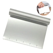 Измерительная направляющая со скребком, кухонный гаджет из нержавеющей стали, резак для теста и пиццы, хлебница, инструмент для выпечки