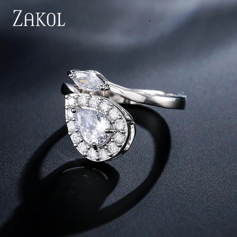 ZAKOL Stack Skinny Micro Pave CZ кубический цирконий Кольца для женщин модные обручальные свадебные вечерние ювелирные изделия подарок FSRP2129