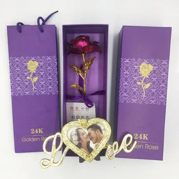 

24K Rose Gold Foil Valentine's Day Gift Single Rose Gold Plated Gold Paper Flower Bouquet Creative Gift Pink Emulated Flower