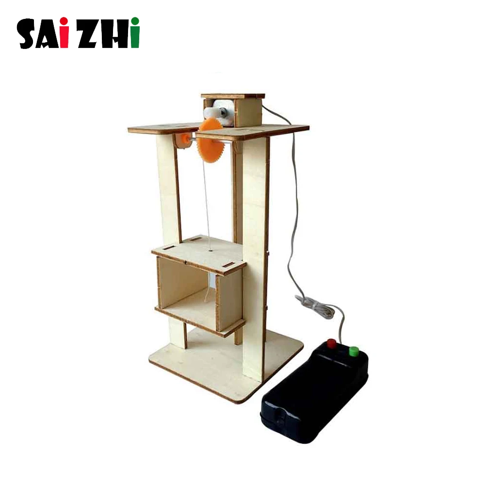 Saizhi bricolage enfants Science expérience électrique Science modèles Kits physique technologie jouets en bois ascenseur tige jouets éducatifs