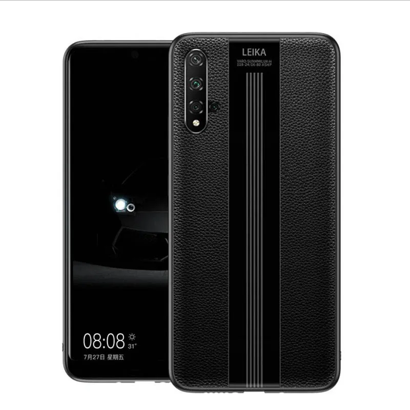 Чехол-накладка на заднюю панель для huawei Honor 20 Pro, чехол из настоящей сумочки-Чехлы для мобильного телефона huawei Honor 20 - Цвет: Черный