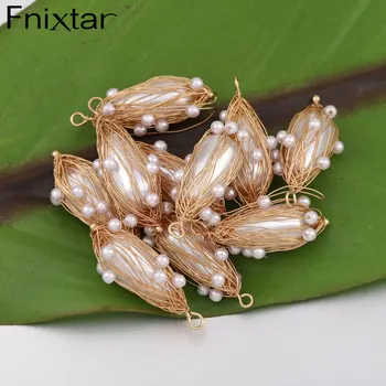 

Fnixtar 20Pcs Luxury Pearl Charms Copper Connector Charms Making Necklace Bracelets Earrings Charms For Women's Fashion Jewelry