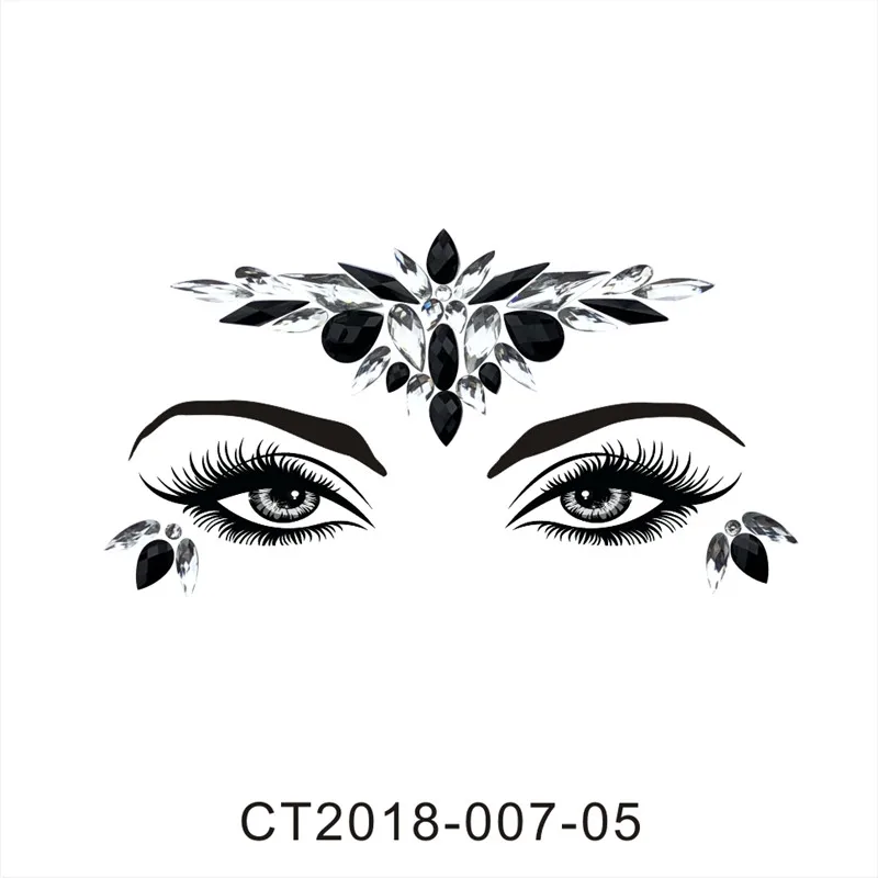 CT0705 3D лицо кристалл блеск Драгоценности тату стикер Женская мода лицо тела драгоценные камни Цыганский фестиваль украшение вечерние красота макияж стикер s - Цвет: CT0705