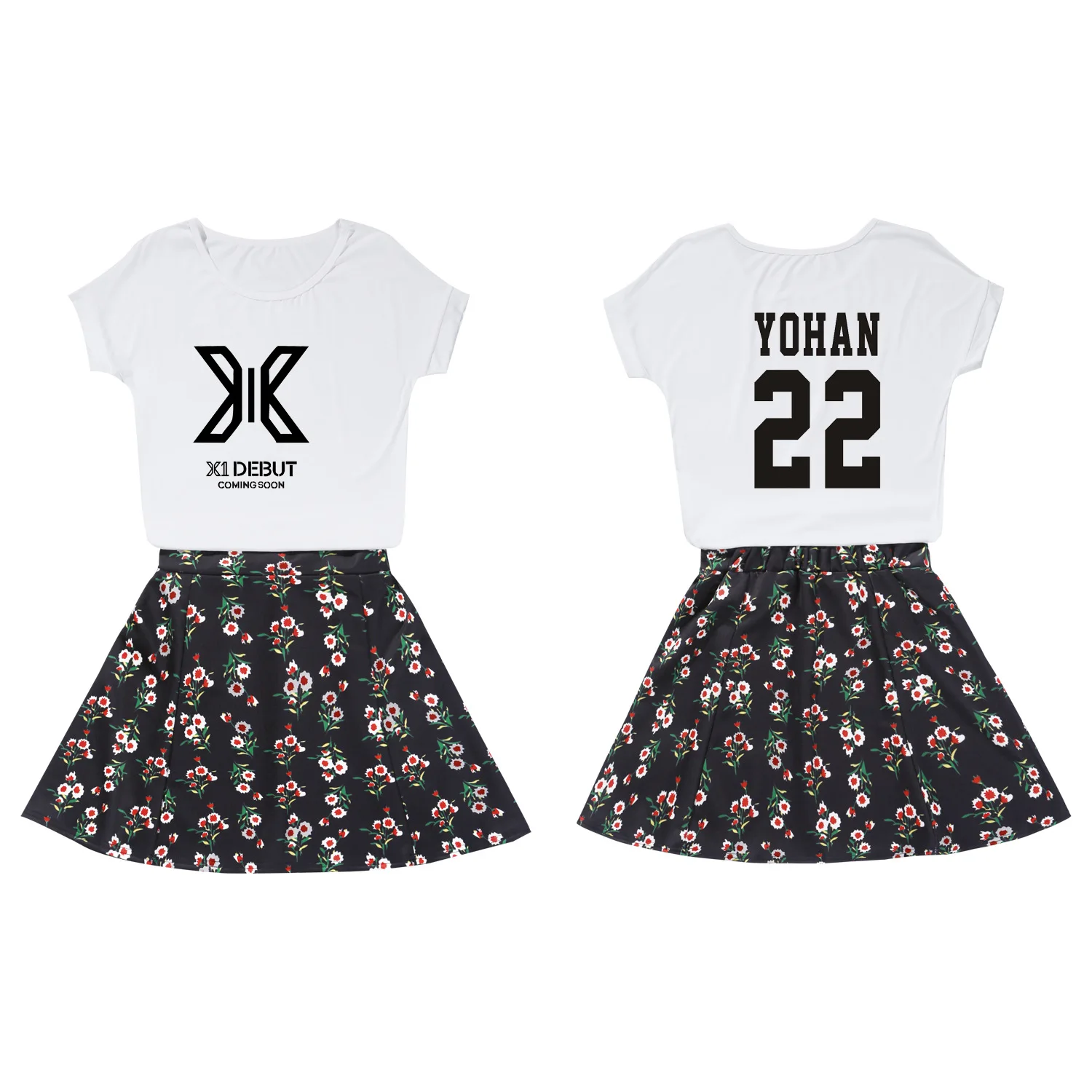 

South Korea Combination X 1 Short Sleeve Wide-Leg Shorts WOMEN'S Suit x one Summer Short Sleeve Skirt Suit