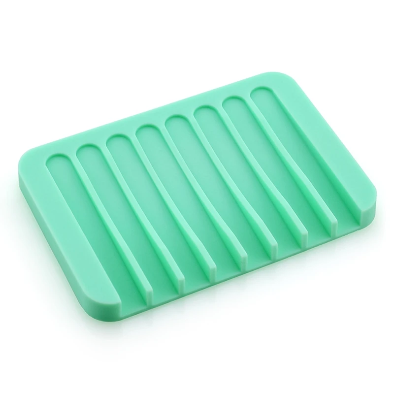 1 Pc Color Fashion Silicone Flexible Soap Dish Plate Bathroom Soap Holder Soap Box - Цвет: LG