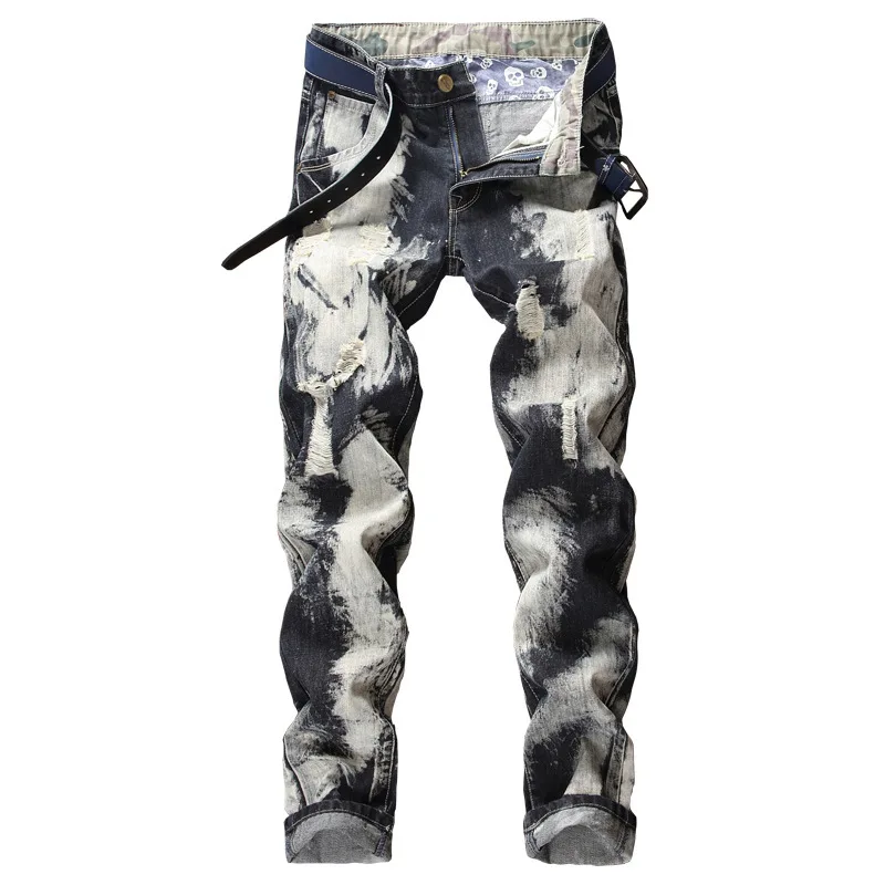 

and the United States original men's wear rags snowflake wash jeans male hole straight cross-border big code cowboy