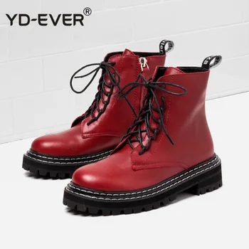 

Boots Women Genuine Leather Shoes for Winter Boots Martines Woman Casual Spring Motorcycle Botas Mujer Female Ankle Boots