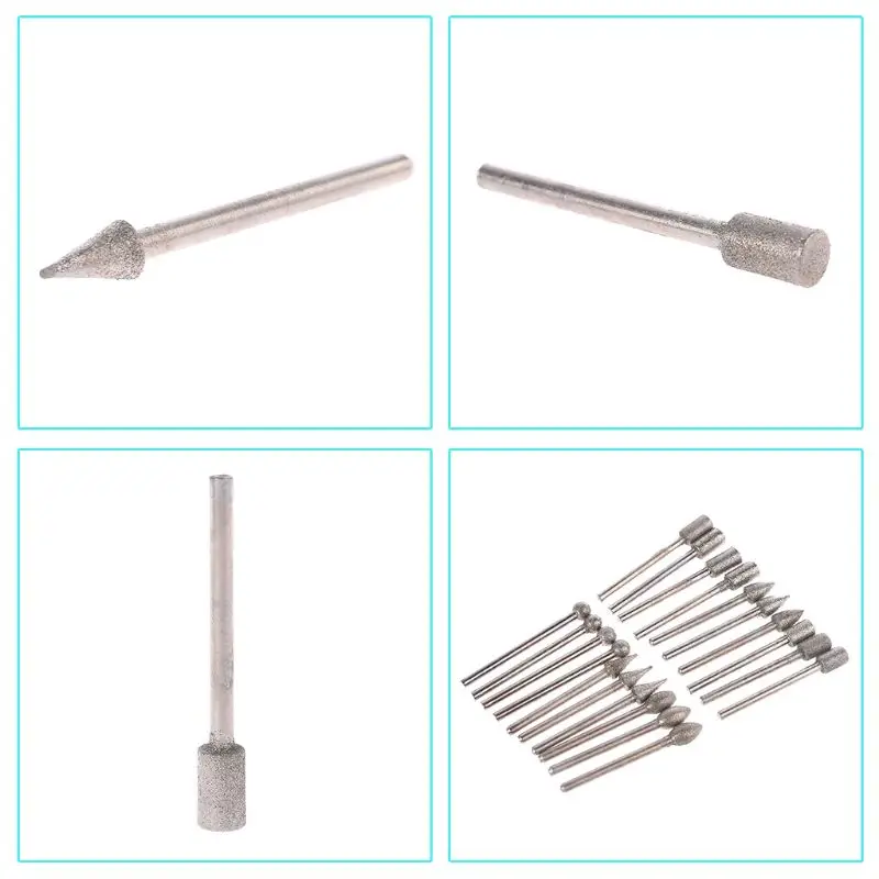 20/pcs 6X3mm Diamond Rotary Tool Sintered Diamond Burs Abrasive Grinding Head Accessories Diamond Bits