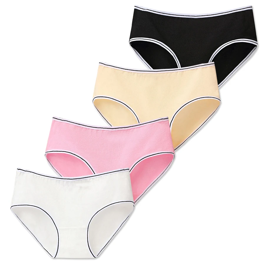 4 Pcs/Lot Adolescent Underpants Cotton Panties Letter Young Pants