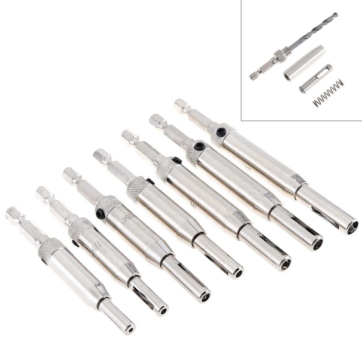 7pcs/lot Hinge Opener Carpentry Hole Puncher Tapper Hexagonal Bit Positioning Special Borehole Core Drill Set | Инструменты