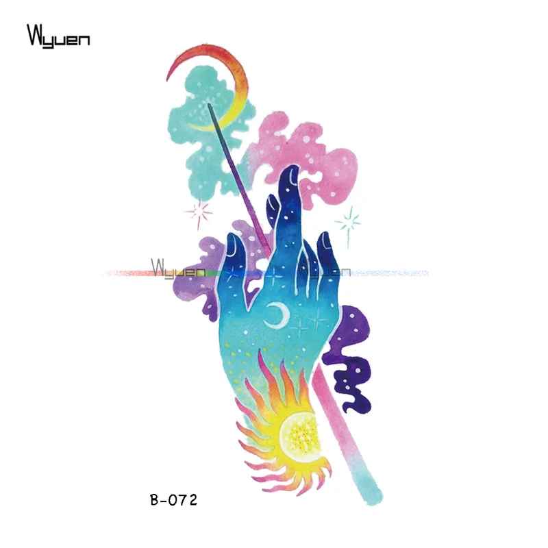 

Wyuen Design Universe Hand Waterproof Temporary Tattoos on The Body Art Translation Fake Tattoo Stickers Men Woman Arm B-071
