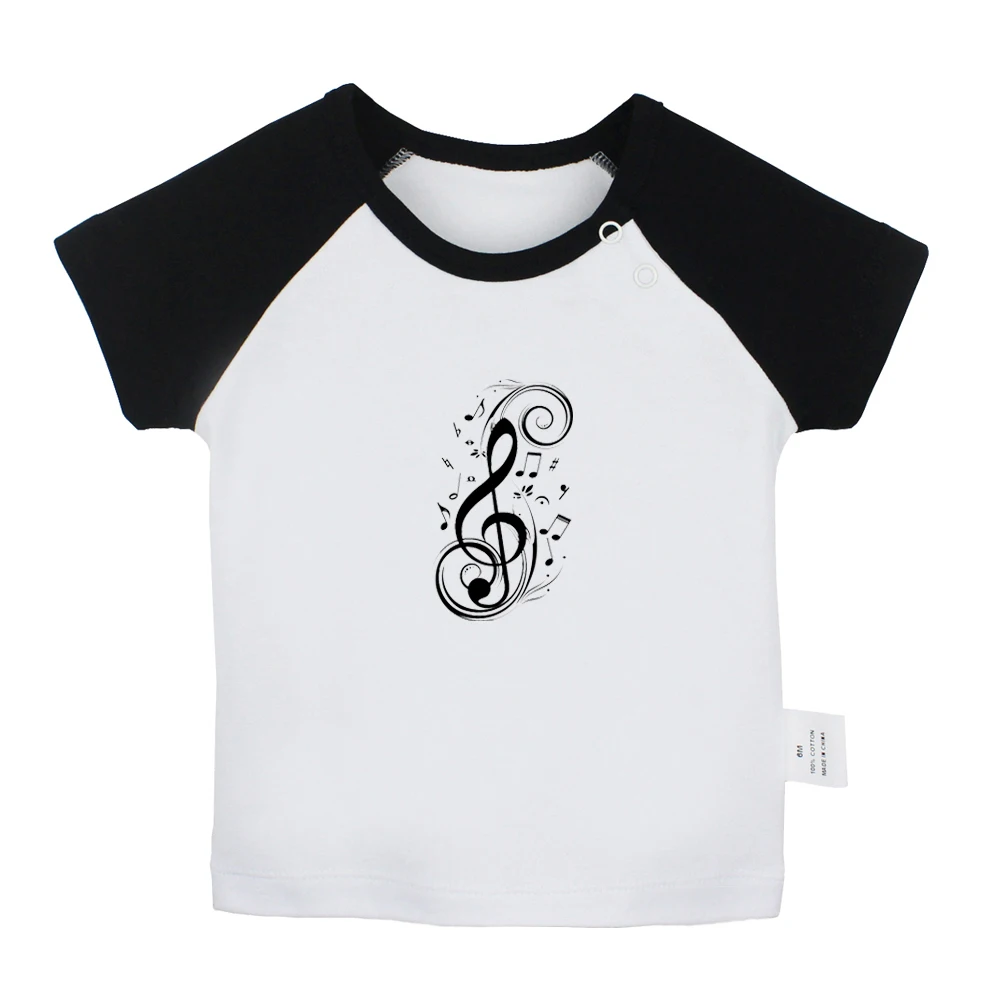 Retro Musical Instruments Sheet Music Horse Design Newborn Baby T-shirts Toddler Graphic Raglan Color Short Sleeve Tee Tops |