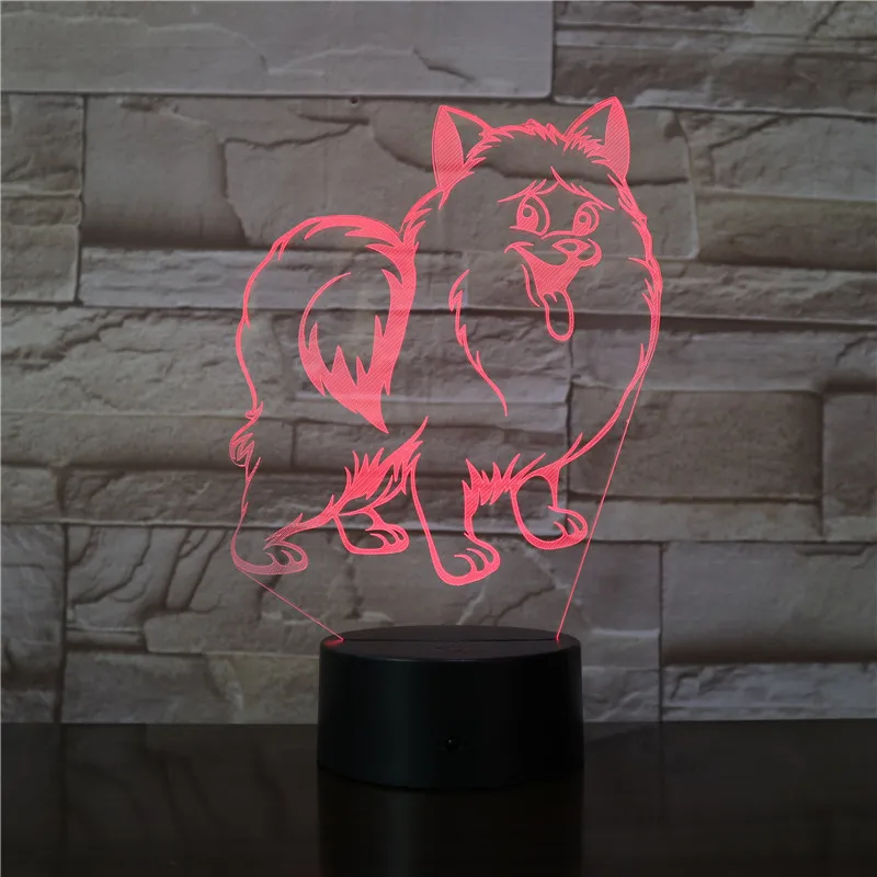 Papillon Puppy Dog RGB 3D светодиодный настольный лампа, ночник usb настольная лампа пульт дистанционного управления домашний Рождественский подарок-украшение для детей 3457