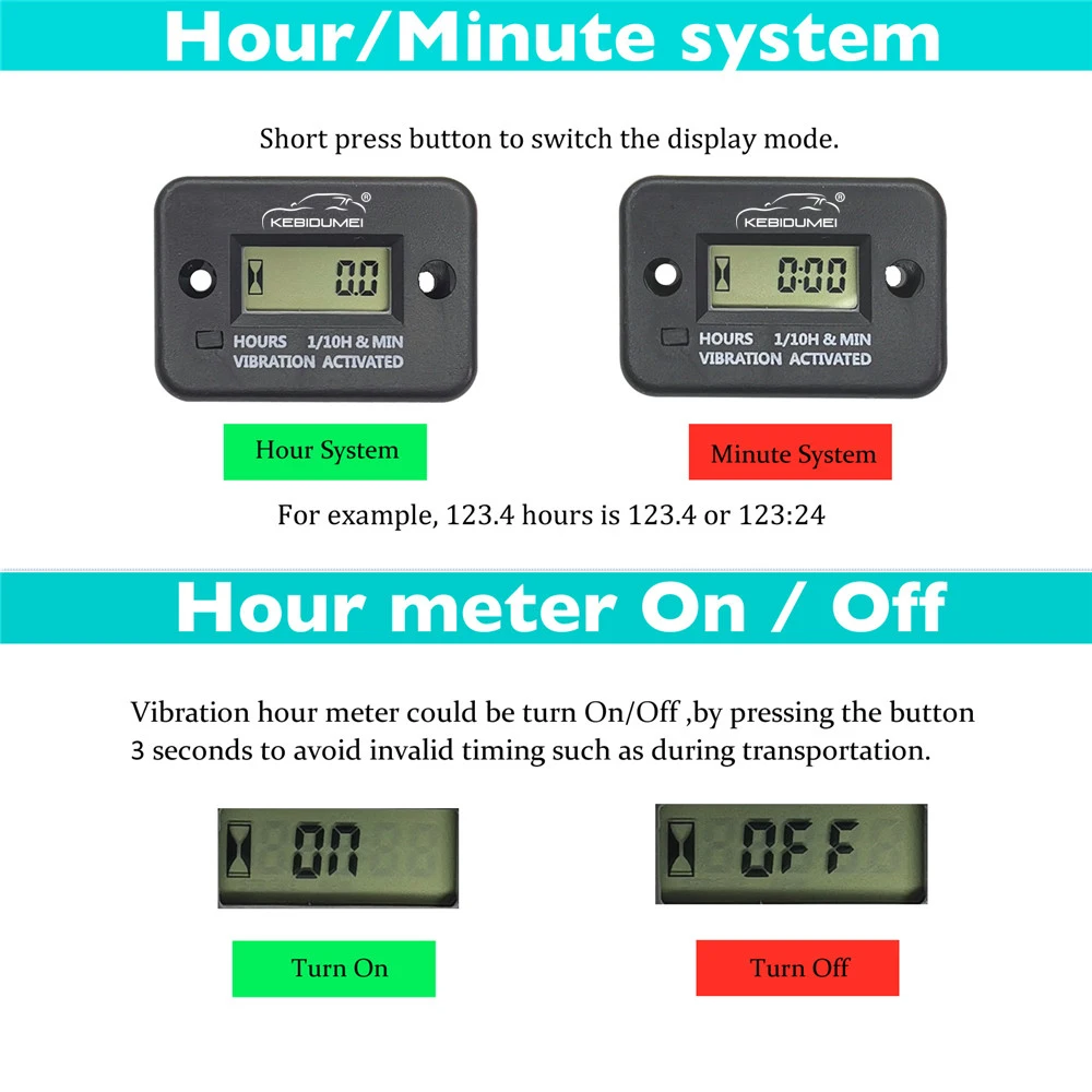Wireless Digital Hour Meter Tachometer For Motorcycle Boat Engines