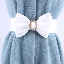 Fashion Elastic Belts For Women Ladies For Dress Korean Bow Wide Waist Seal Rhinestone Stretch Strap Waistband