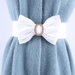 Fashion Elastic Belts For Women Ladies For Dress Korean Bow Wide Waist Seal Rhinestone Stretch Strap Waistband