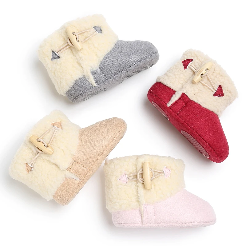 Зимние ботинки для новорожденных девочек; теплые зимние ботинки на мягкой подошве; флисовая обувь для кроватки; ботинки для малышей; зимние ботинки; нескользящая обувь для мальчиков и девочек
