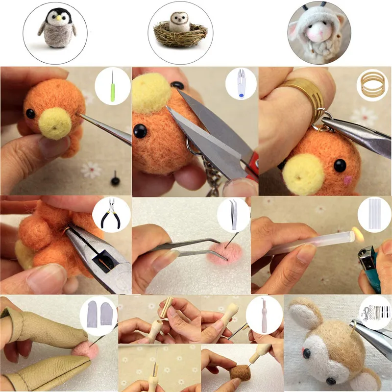 LMDZ 40 Colors Wool Fiber DIY Wool Felt Kit Handle Felt Toys Making Fabric Materials Handcraft Needle For Beginners