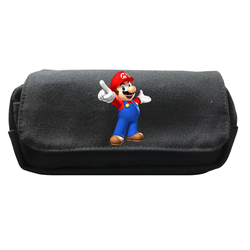 Косметическая черная сумка для хранения в стиле супер Марио, школьный пенал, чехол для мальчиков с рисунком аниме, Большая вместительная коробка для макияжа - Цвет: 6