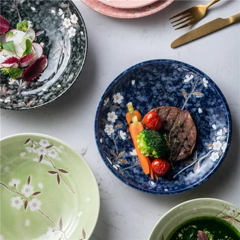 

Green Ceramic Inlay Plate Steak Food Plate Nordic Style Tableware Bowl Ins Dinner Dish High End Porcelain Dinnerware Set