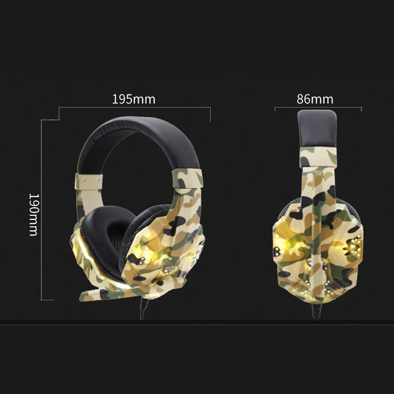 FOOVDO Gaming Headphone 3D Stereo Sound Earphone Wired Gamer Headsets with Adjustable Mic LED Light for Computer PC Gamer