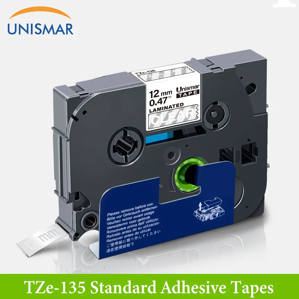 Unismar белая на прозрачной TZe 135 12 мм ламинированная этикетка лента для Brother 334 TZ P touch